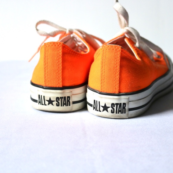 Converse All Star Neon Orange Low Top Sneakers Lace Up Women's Size 6 - Picture 3 of 9